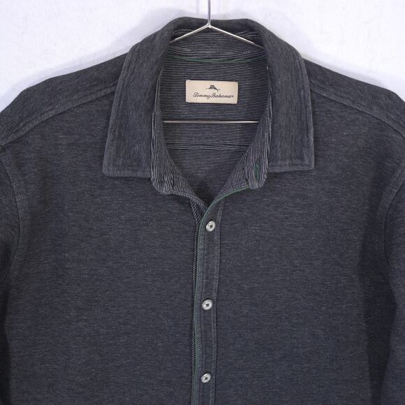 Tommy Bahama Shirt Mens L Gray Heather Heavyweight Button Up Overshirt Shacket - Picture 3 of 10